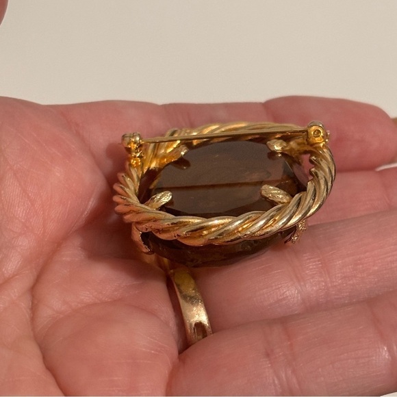 Vintage topaz Faceted Glass Oval Intaglio Ring - Picture 10 of 12